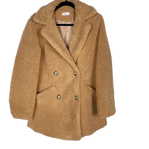 Talulah S/M Tan Camel Max Oversized Teddy Coat Double Breasted Cozy Warm Soft - Picture 1 of 12
